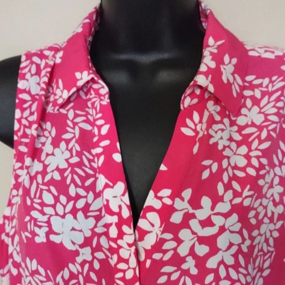 Charter Club Belted Floral Print Shirt Dress Preppy Pink 14 - Picture 5 of 9